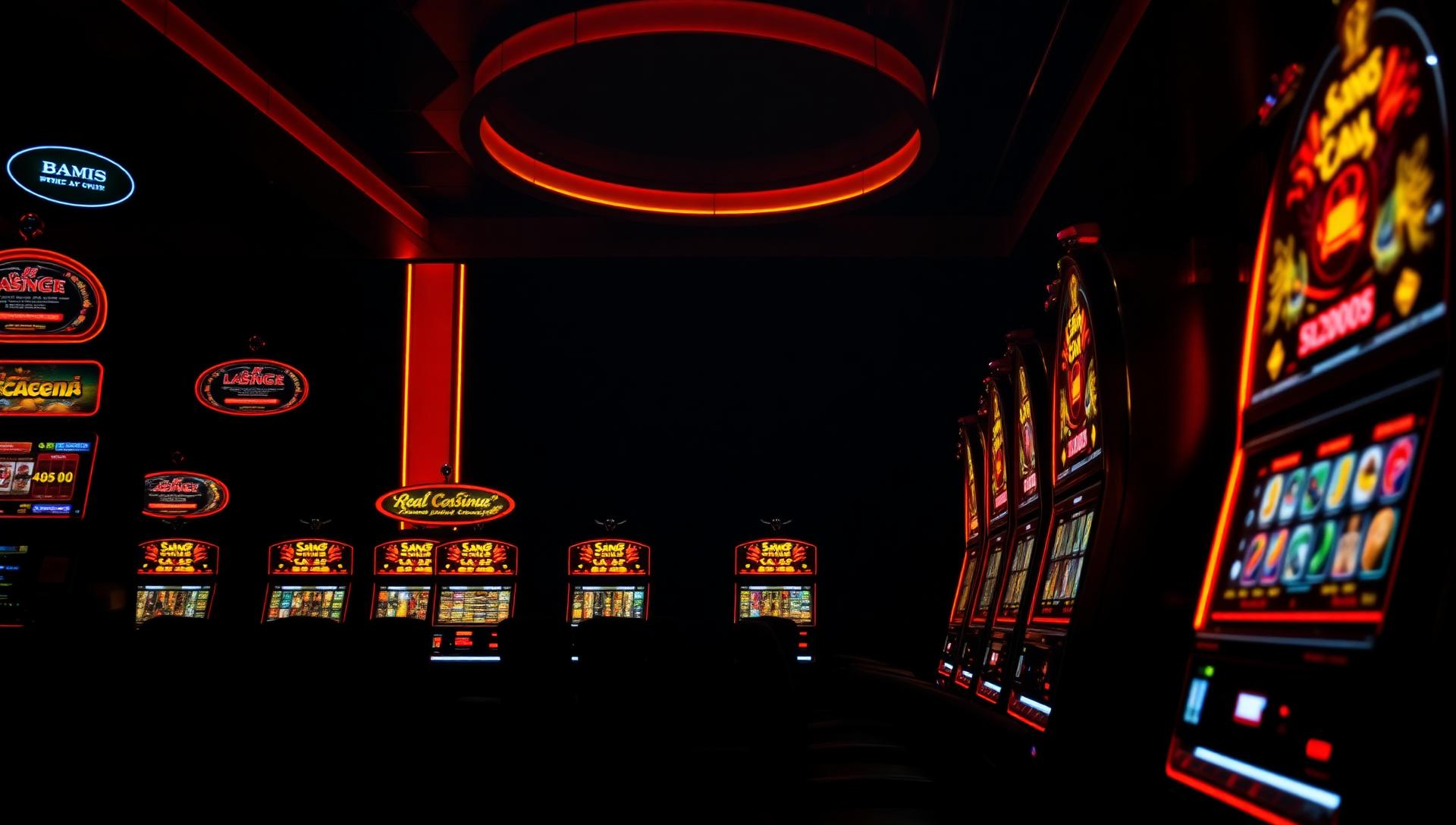 Casino floor with glowing slot machines